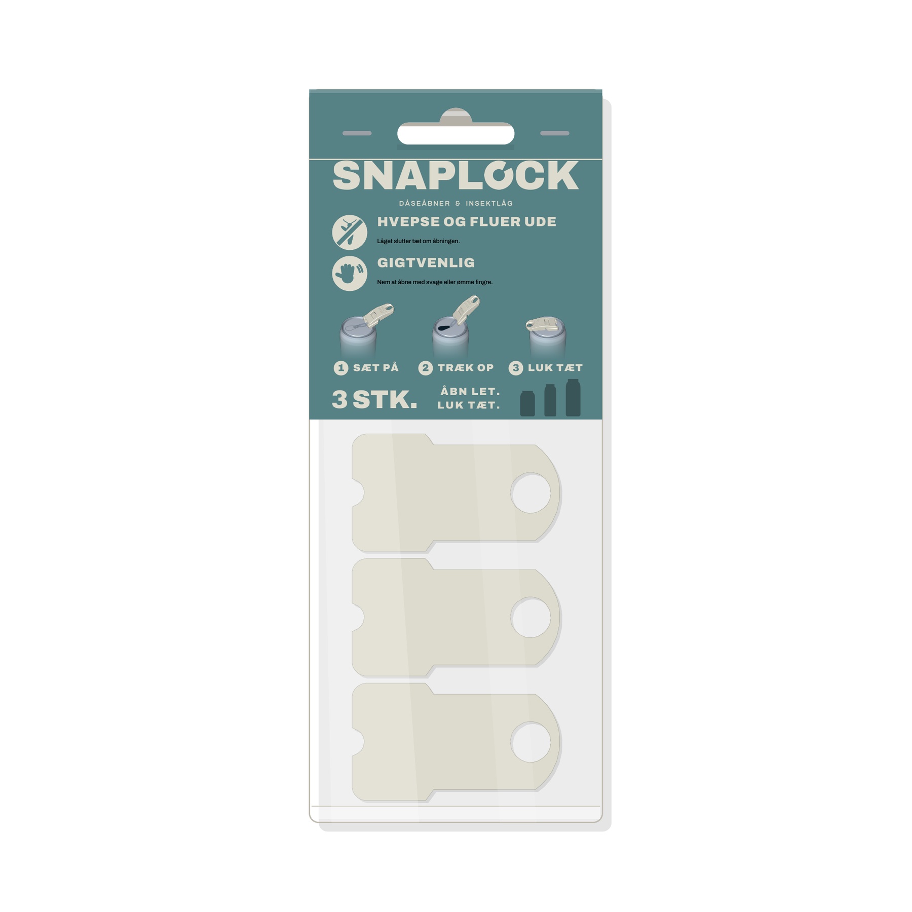 SNAPLOCK 3-pak i emballage med headerkort